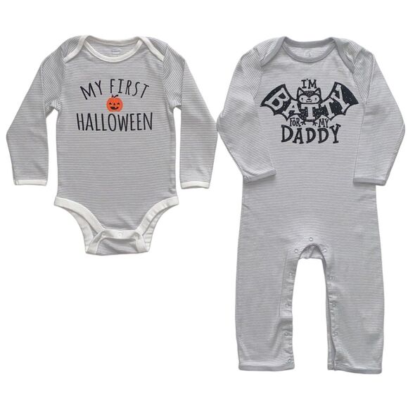 Old Navy Baby Boy Halloween Shirt Long Sleeve Bodysuit Jumpsuit 2pc Set, 18-24M - Picture 1 of 5